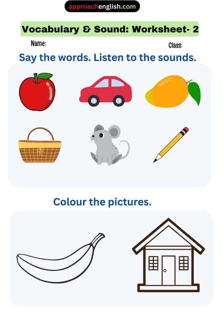 Vocabulary, Sound, and Writing Worksheets for Kids: Lesson 1