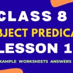 Subject Predicate Class 8 with Examples Worksheet Answers